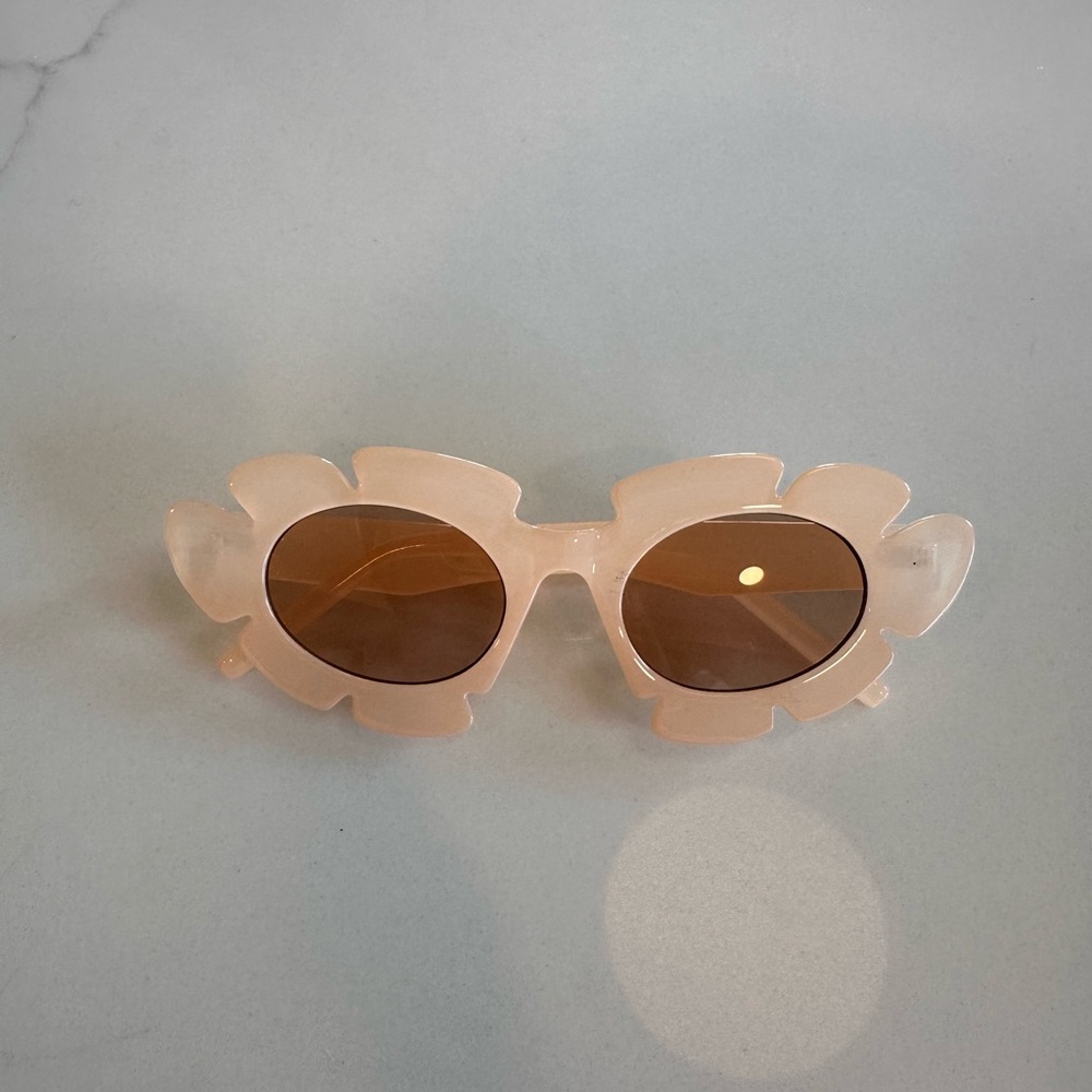 Blush Pink Petal-Edge Sunglasses with Brown Lenses